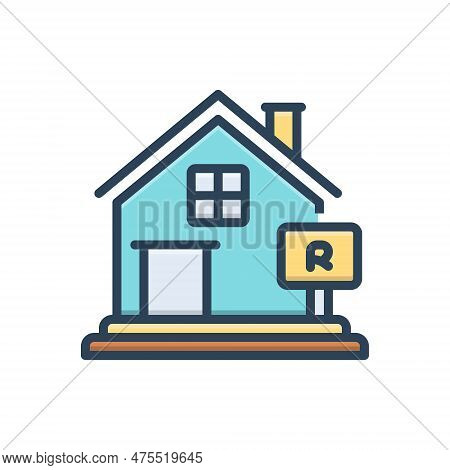 Color Illustration Icon For Letting Forgiving Indulgent Rent Flat Lease Rental Tenant Accommodation 