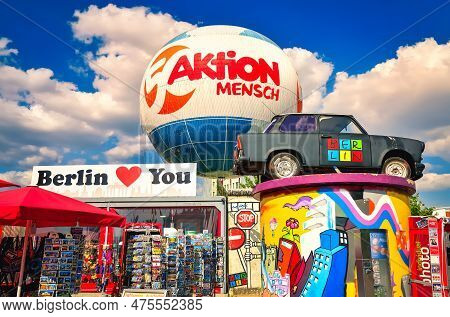 Berlin, Germany - April 30, 2014: Trabant Car. Trabant Museum And Also Renting A Car For A Trabant S