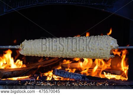 Sakotis Is A Polish Lithuanian Traditional Spit Cake. It Is A Cake Made Of Butter, Egg Whites And Yo