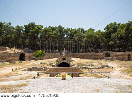 Carthage Amphitheatre In Tunisia. Roman Amphitheatre Constructed In The First Century Ce In The City