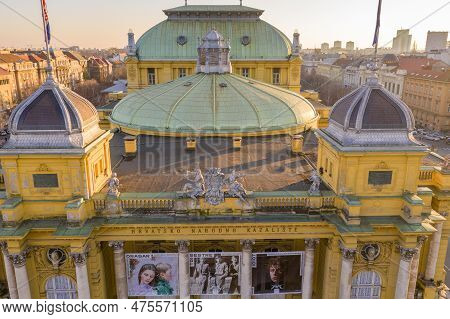 Zagreb, Croatia - December 30, 2020: Croatian National Theatre In Zagreb. The Croatian National Thea