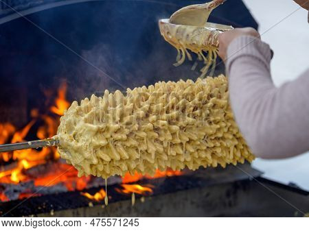 Sakotis Is A Polish Lithuanian Traditional Spit Cake. It Is A Cake Made Of Butter, Egg Whites And Yo