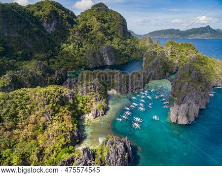Small Lagoon In El Nido, Palawan, Philippines. Tour A Route And Place. Miniloc Island