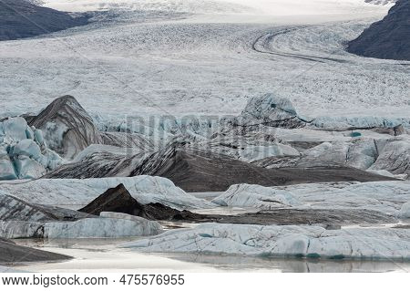 Iceland Ice And Lake. Mountain In Background. Hoffel