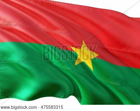 Burkina Faso Country Flag Isolated On White Background.
