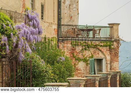 Exterior Of San Sebastiano Da Po Castle, Torino, Piemonte Region, Italy Surrounded By Nature With Be
