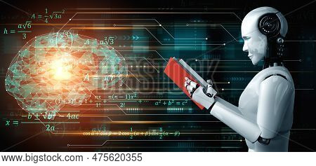 3d Illustration Of Robot Humanoid Reading Book And Solving Math Data Analytics In Concept Of Future 