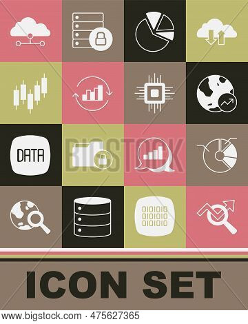 Set Search Data Analysis, Pie Chart Infographic, Financial Growth, Browser With Stocks Market, Netwo