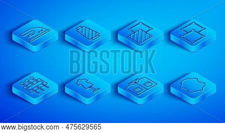 Set Line Electric Iron, Sewing Thread Spool, Textile Fabric Roll, Mannequin, Shirt, Needle For Sewin