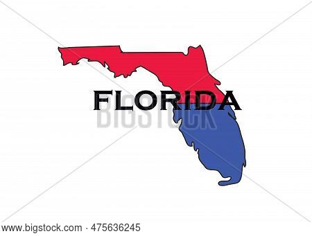 Politically Split State Of Florida With Half Red And Blue.