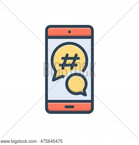 Color Illustration Icon For Irc Communication Phone Bubble Chat Comments Chatbot Hashtag Internet Re