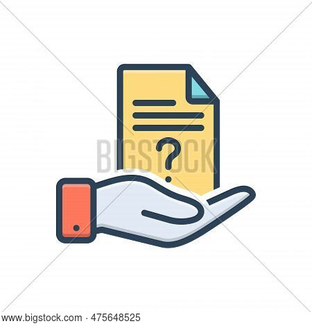 Color Illustration Icon For Question Query Interpellation Problem Doubt Document Paper Page Hand Cur