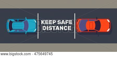 Safe Driving, Keeping Distance Between Cars. Rules Of Road And Behavior For Drivers In City. Safety 
