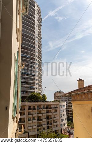 La Rousse, Monaco, April 22nd 2023:- A View Of The Tour Odeon (odeon Tower) The Tallest Building In 
