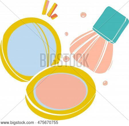 Beautiful Close-up For Decorative Design. Budra For The Face With A Brush. Transparent Background.