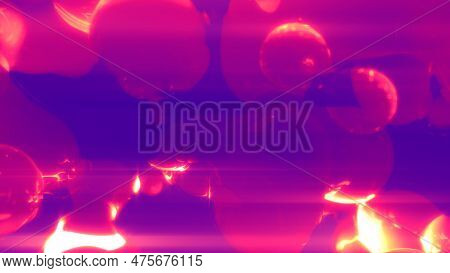 Rose Transpicuous Crystal Bulbs Glowing With Horizontal Flares - Abstract 3d Rendering