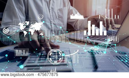 Businessman Accountant Or Financial Expert Analyze Business Report Graph And Finance Chart At Corpor