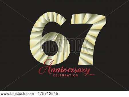 67 Year Anniversary Celebration Logotype Vector, 67 Number Design, 67th Birthday Invitation, Anniver