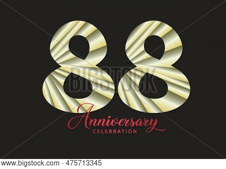 88 Year Anniversary Celebration Logotype Vector, 88 Number Design, 88th Birthday Invitation, Anniver