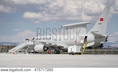 Konya, Turkiye - June 30, 2022: Turkish Air Force Boeing E-7t Peace Eagle (33963) Displayed At Konya