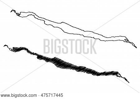 Lake Bandak (kingdom Of Norway) Map Vector Illustration, Scribble Sketch Bandak Map