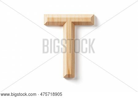 Letters Made Of Wood. 3d Illustration Of Wooden Alphabet Isolated On White Background