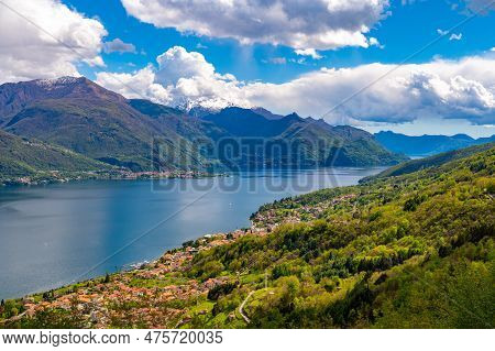 View Of Lake Como, Towards The South, From The Church Of San Bernardo In Musso, With The Mountains A