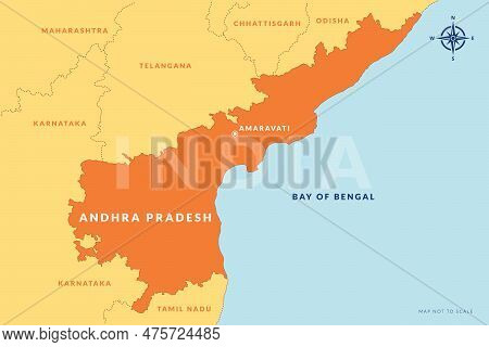 State Of Andhra Pradesh India With Capital City Amaravati Hand Drawn Vector Map