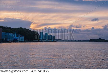 Stavanger At Night - Charming Town In The Norway. July 2019