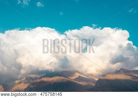 Aladaglar National Park. Cloudy Mountain Landscape. Glacial Mountains, Hills. Transmountain Trips. T