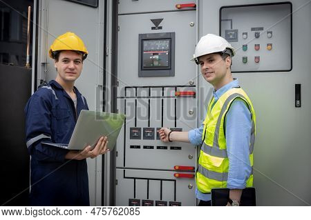 Industrial Engineer Work On Site. Engineer Visit And Inspection Site Engineer At Industrial Site. In
