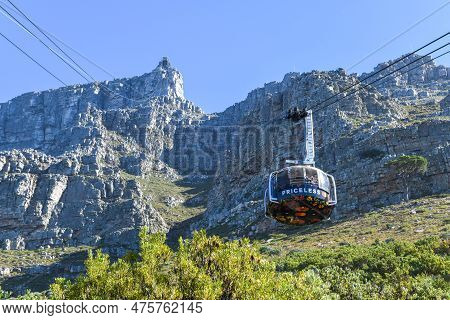 Cable Car On The Wey To Table Mountain Over Cape Town On South Africa