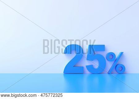 3d Rendering. 25 Percent Off With Freespace For Texting On Pastel Blue Background. Special Offer 25%