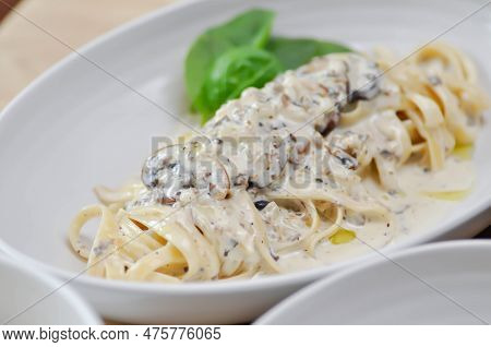 Fettuccine Carbonara Or Truffle Pasta, Spaghetti Carbonara Or Mushroom Pasta Or Pasta Carbonara For 