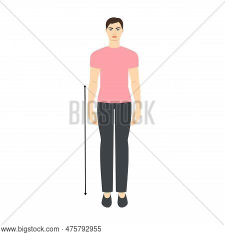 Men Waist To Floor Measurement Body With Arrows Fashion Illustration For Size Chart. Flat Male Chara