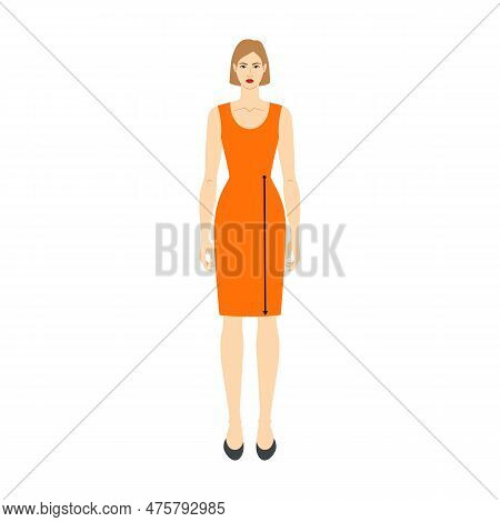 Women To Do Waist To Knee Measurement Body With Arrows Fashion Illustration For Size Chart. Flat Fem