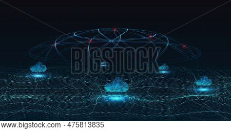 Multiple Cloud Symbol Vector Illustration, 2d Cloud, 3d Cloud, Multi-cloud Work Connected Data.