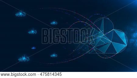 Multiple Cloud Symbol Vector Illustration, 2d Cloud, 3d Cloud, Multi-cloud Work Connected Data.