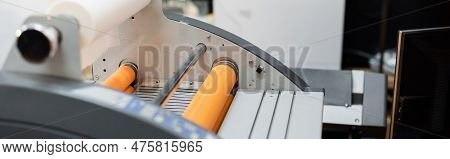 Professional Print Plotter With Paper Roll In Print Center, Banner.
