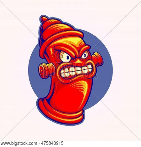 Fire Hydrant Rescue Squad Angry Logo Illustrations Vector For Your Work Logo, Merchandise T-shirt, S