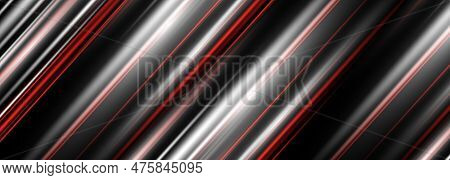 Vector 3d Red, Black And White Stripes Wide Abstract Background. Three-dimensional Render Illustrati