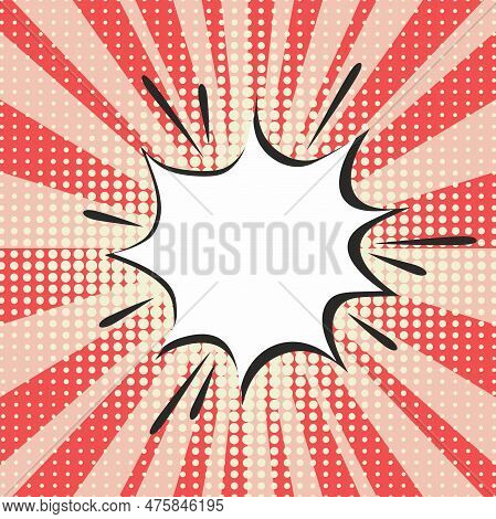 Pop Art Pattern. Comic Background With Speech Bubble And Halftone. Red Cartoon Retro Starburst Textu