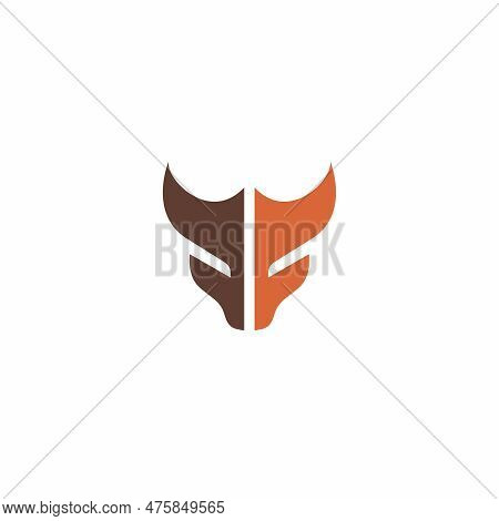 Ff Fox Logo Design. Fox Head Vector Illustration. Letter F Fox