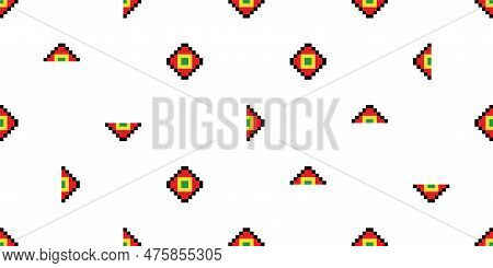 Pixel Art Simple Vector Geometric Pattern, Print, Ornament For Textile Or Fabric. Colorful Seamless 