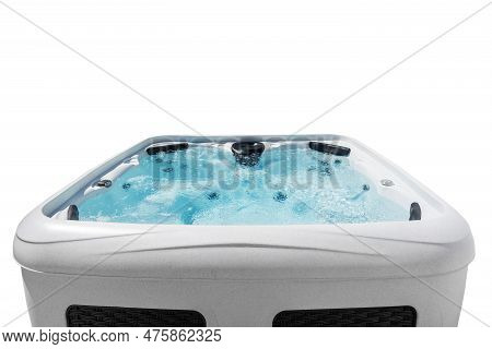 Bath Hot Tub Jacuzzi On An Isolated White Background Close-up.