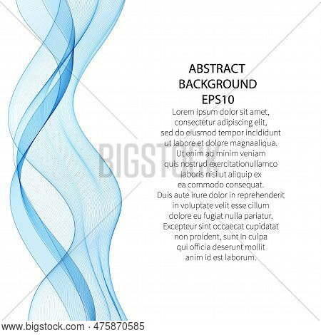 Blue Abstract Wave As A Design Element. Presentation Template. Banner For Advertising.
