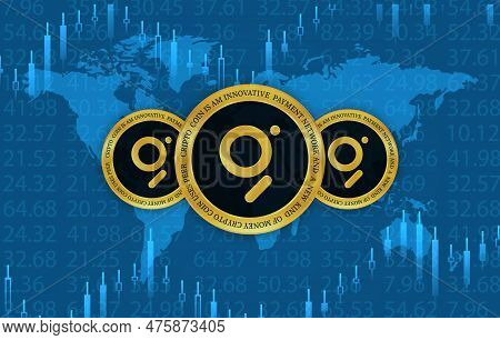 The Graph-grt Virtual Currency Images. 3d Illustrations.