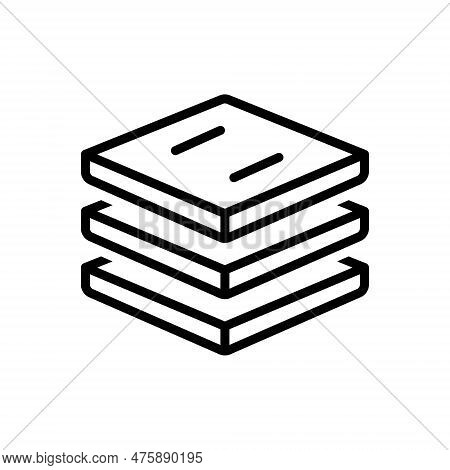Black Line Icon For Layer Flake Stratum Surface Level Coating Covering Sheet One-over-the-other Stac