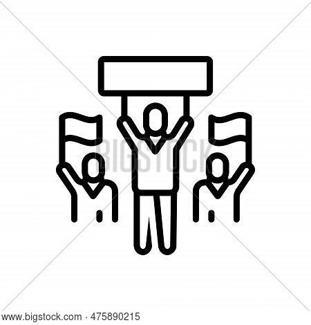 Black Line Icon For Demonstration Pageantry Vigil Protesters Sloganeering Procession Stage-a-protest