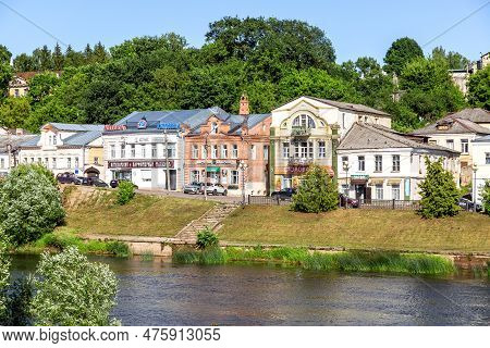 Torzhok, Russia - July 12, 2022: Provincial Russian Town Of Torzhok In Summer Sunny Day. Old Buildin